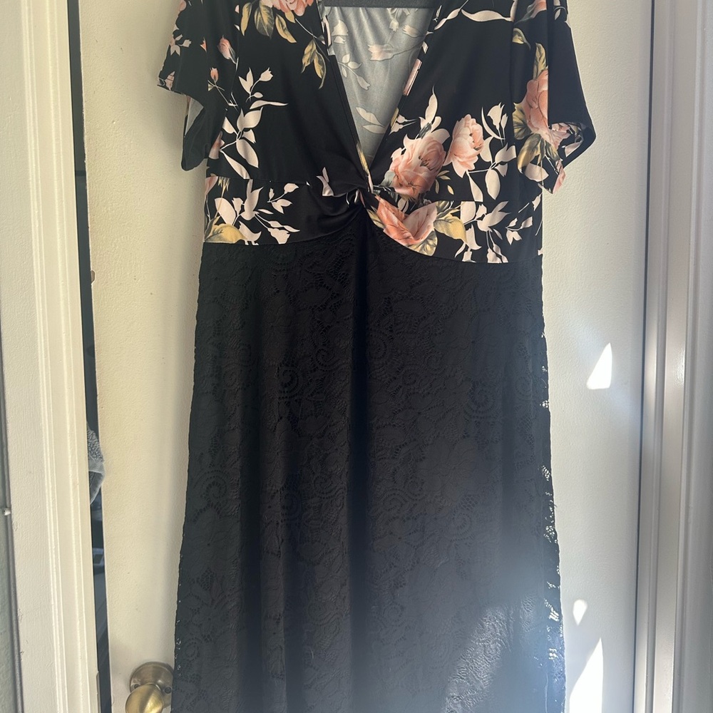 Floral Black Lace Dress